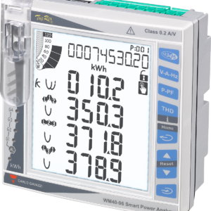 analizador de potencia trifasico carlo gavazzi wm40av53h modular avanzado puerto optico fuente auxiliar ca cc registro de datos